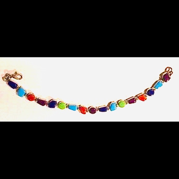 HP💕Vintage Navajo Multi-Gemstone .925 Bracelet - Picture 4 of 6